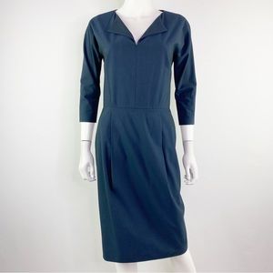 Zero + Maria Cornejo Size 4 Navy Blue Fitted Sheath Pencil Dress